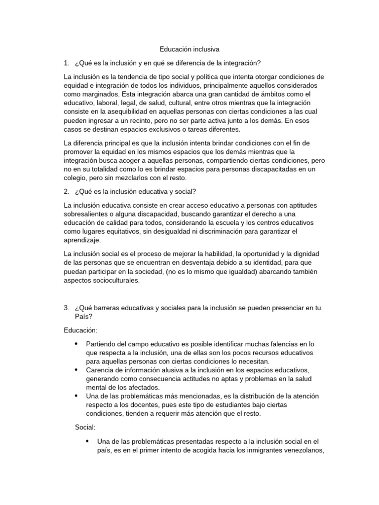 Educación Inclusiva | PDF | Inclusión (Educación) | Invalidez