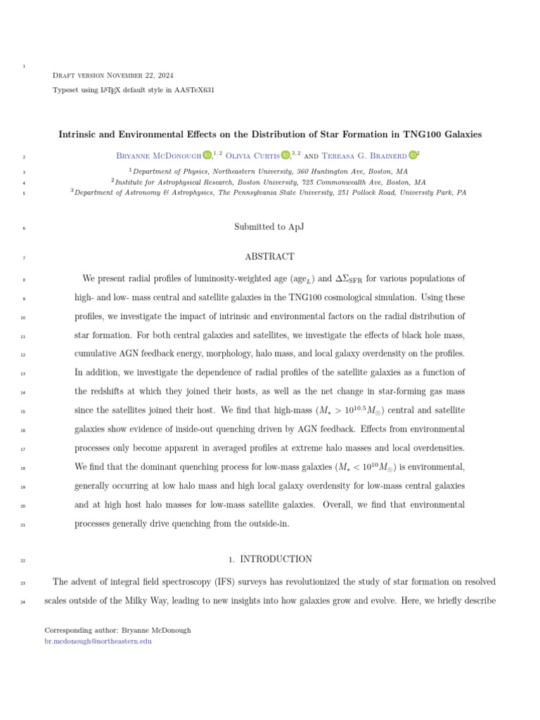 Intrinsic and Environmental Effects On The Distribution of Star ...