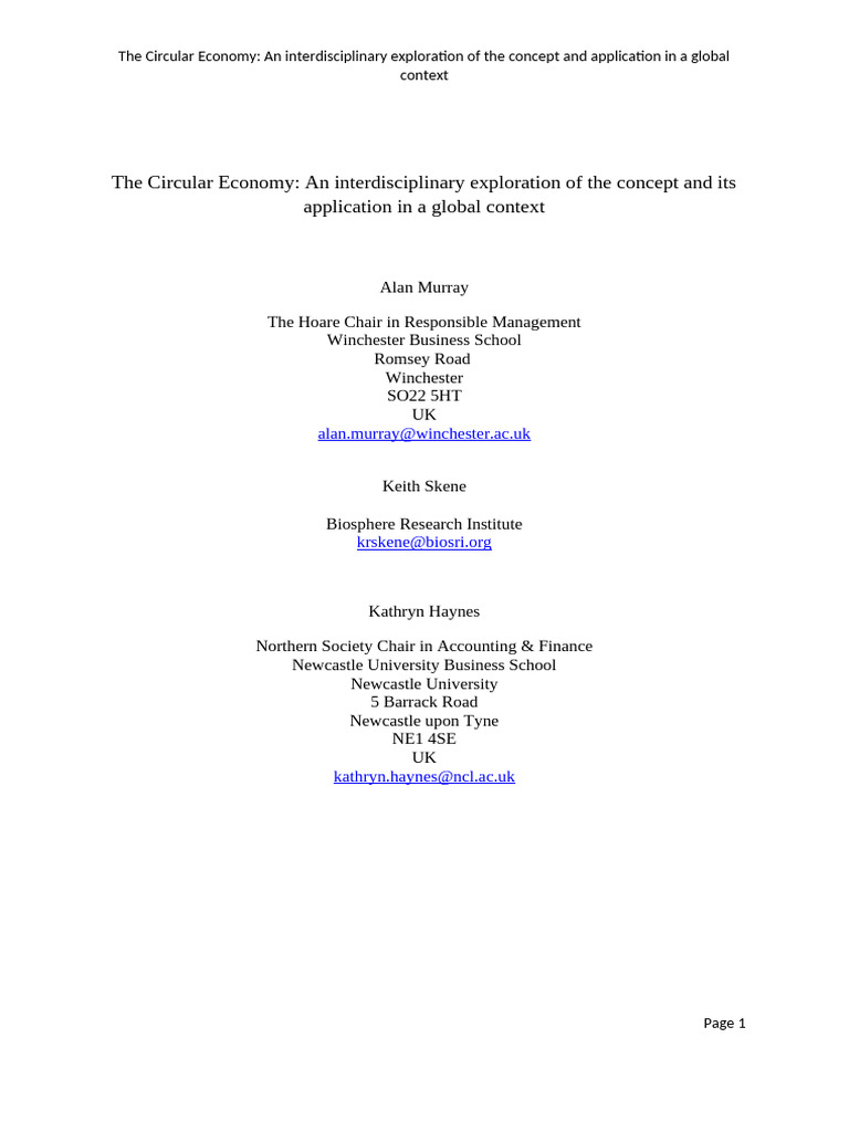 Circular Economy: Concepts and Applications | PDF | Sustainability ...