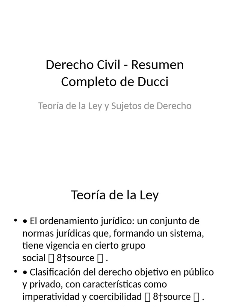 Resumen de Derecho Civil: Ley y Sujetos | PDF