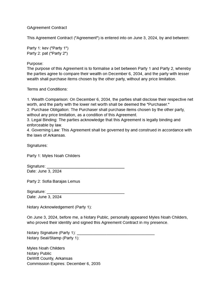 Wealth Comparison Bet Contract | PDF