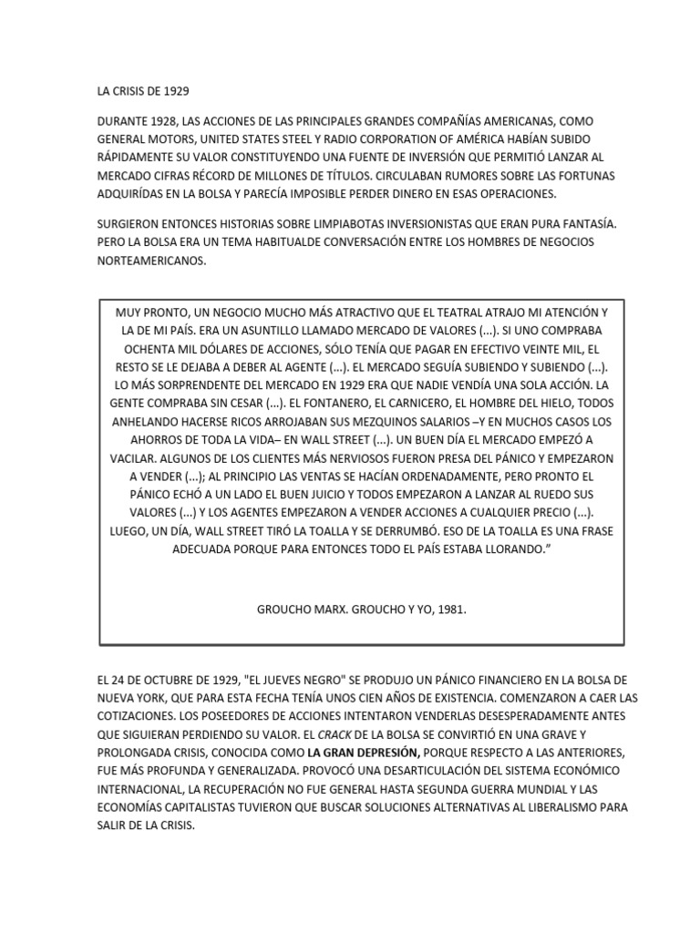 14 La Crisis de 1929 | PDF | Nuevo acuerdo | Gran depresion