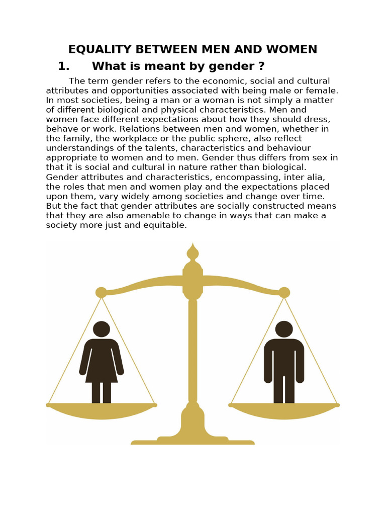 Understanding Gender Equality Concepts | PDF | Gender Studies | Gender ...
