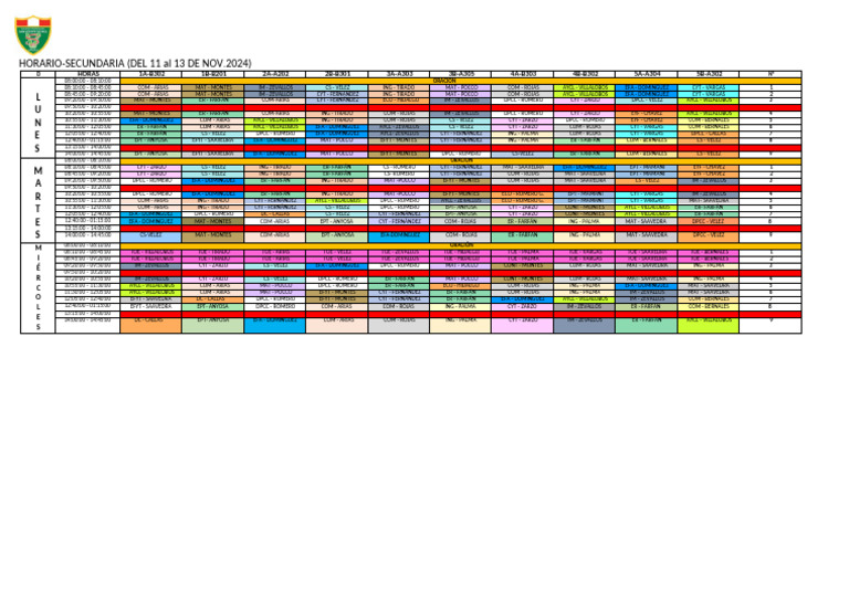 Horario de Clases Secundaria Nov 2024 | PDF