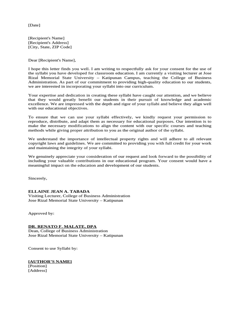 Request for Syllabi Usage Consent | PDF | Career & Growth