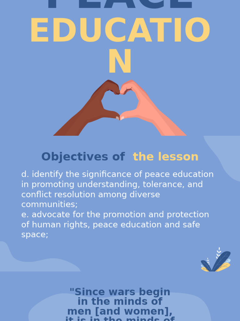 Objectives of Peace Education | PDF | Peace | Nonviolence