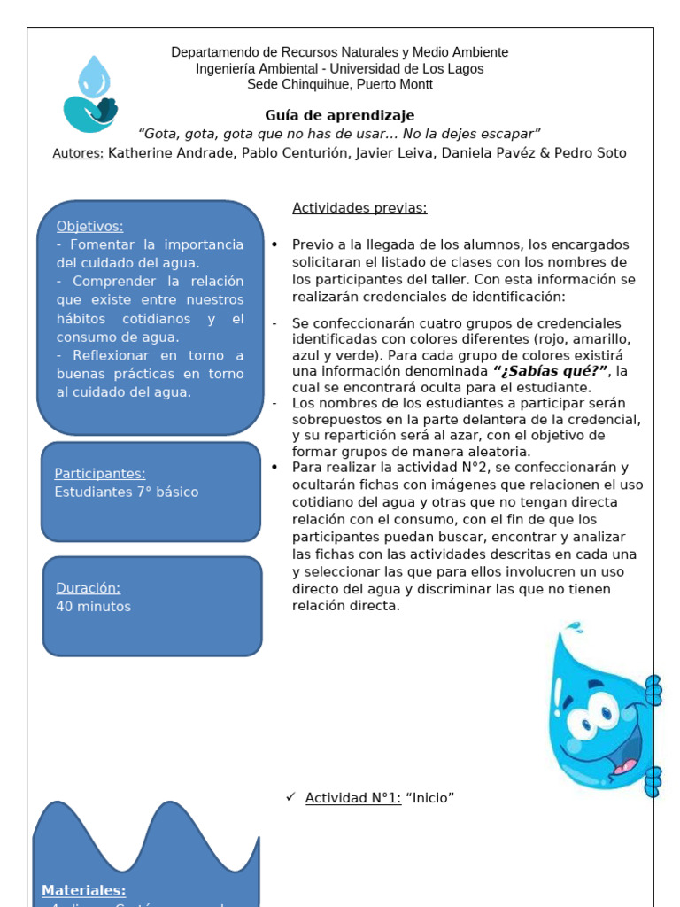 Taller sobre el Cuidado del Agua | PDF | Agua | Entorno natural