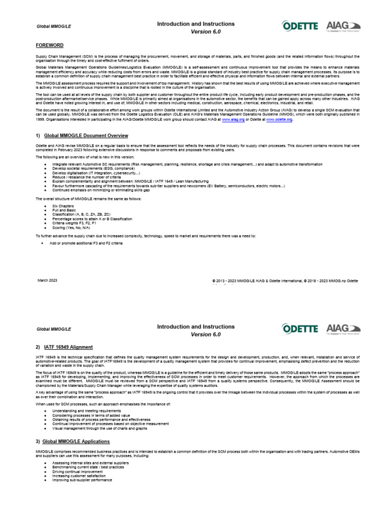Global MMOG/LE Version 6 Overview | PDF | Supply Chain Management ...