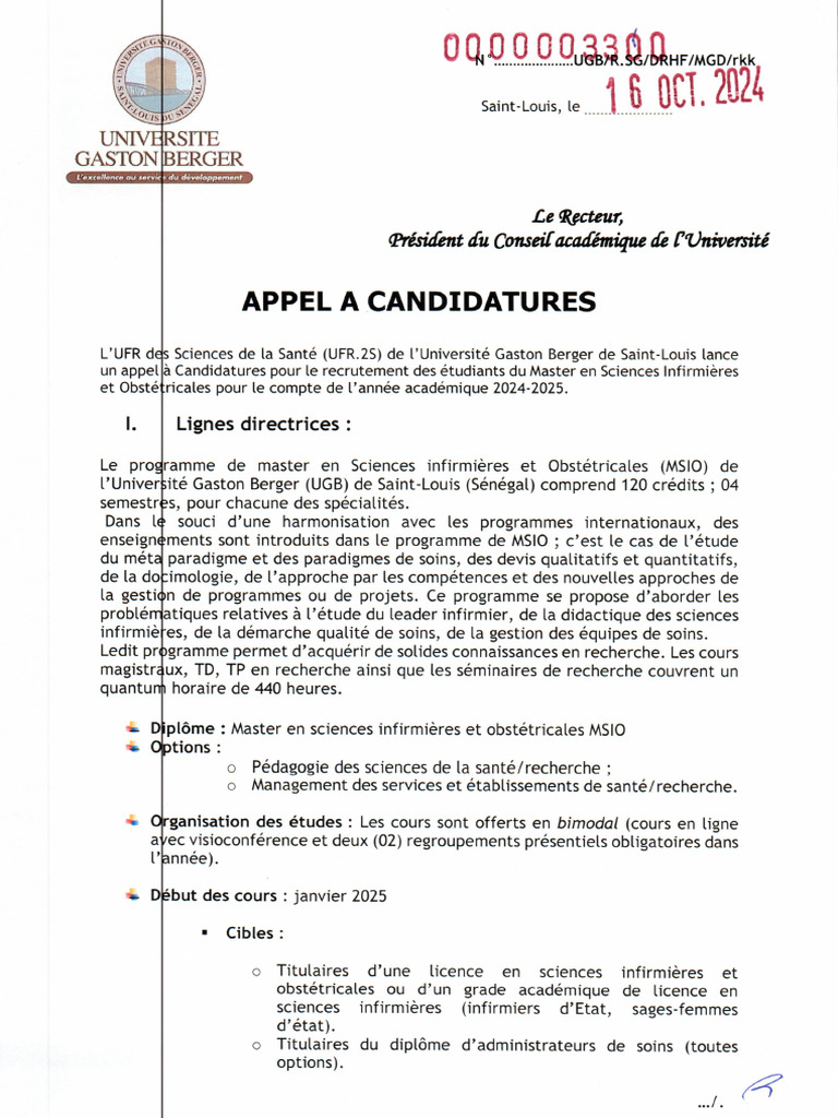 Appel Ã Candidatures Pour Le Recrutement Des Ã© Tudiants Du Master en ...