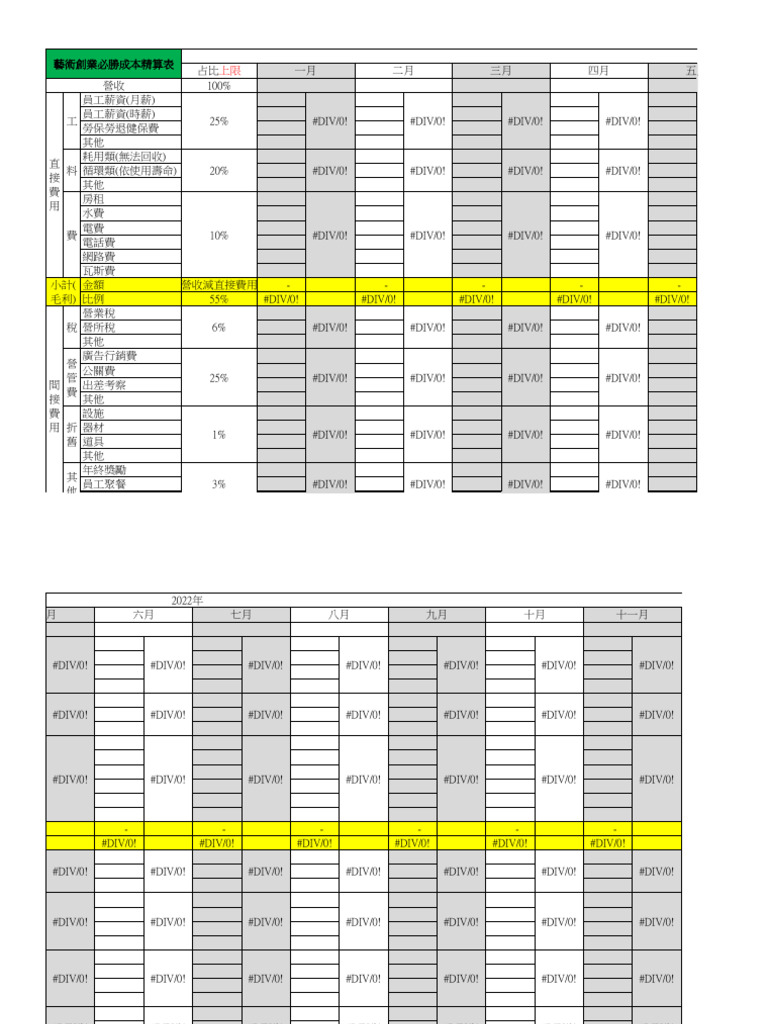 藝術創業，成本精算表 | PDF