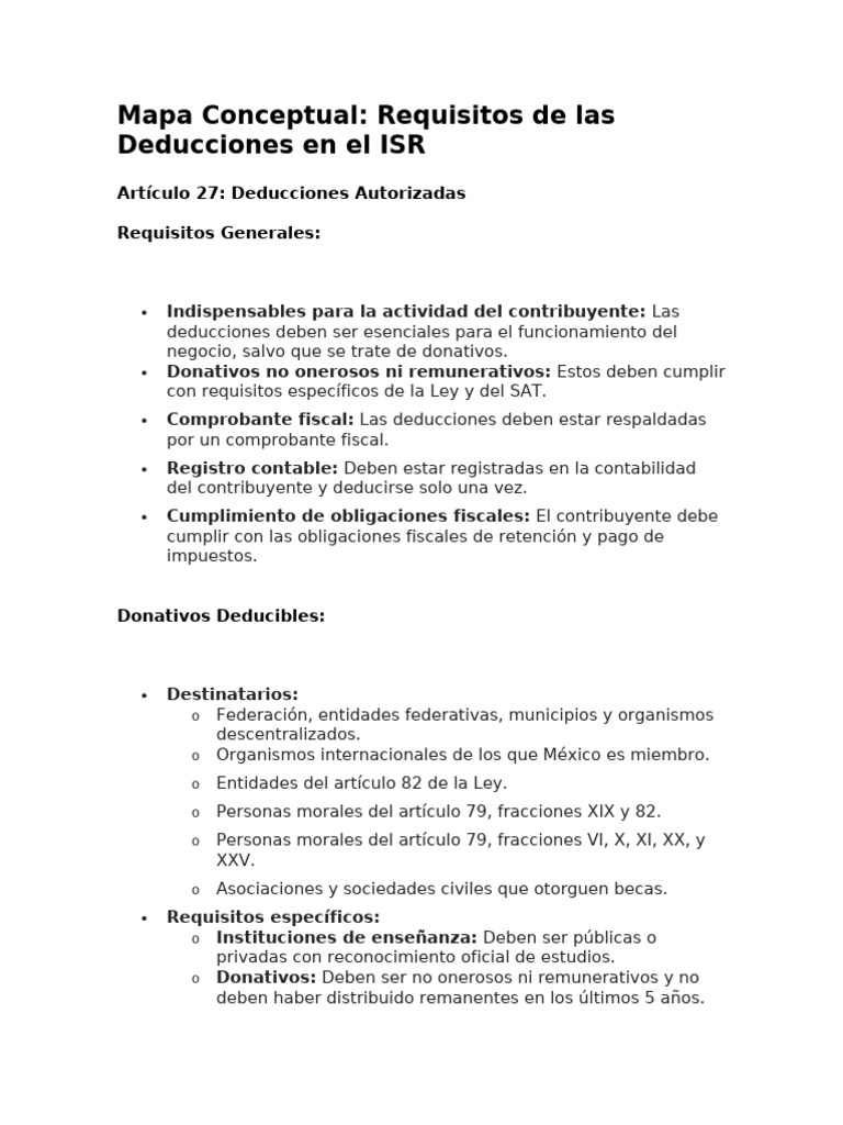 Deducciones Autorizadas en el ISR | PDF | Impuesto sobre la renta ...