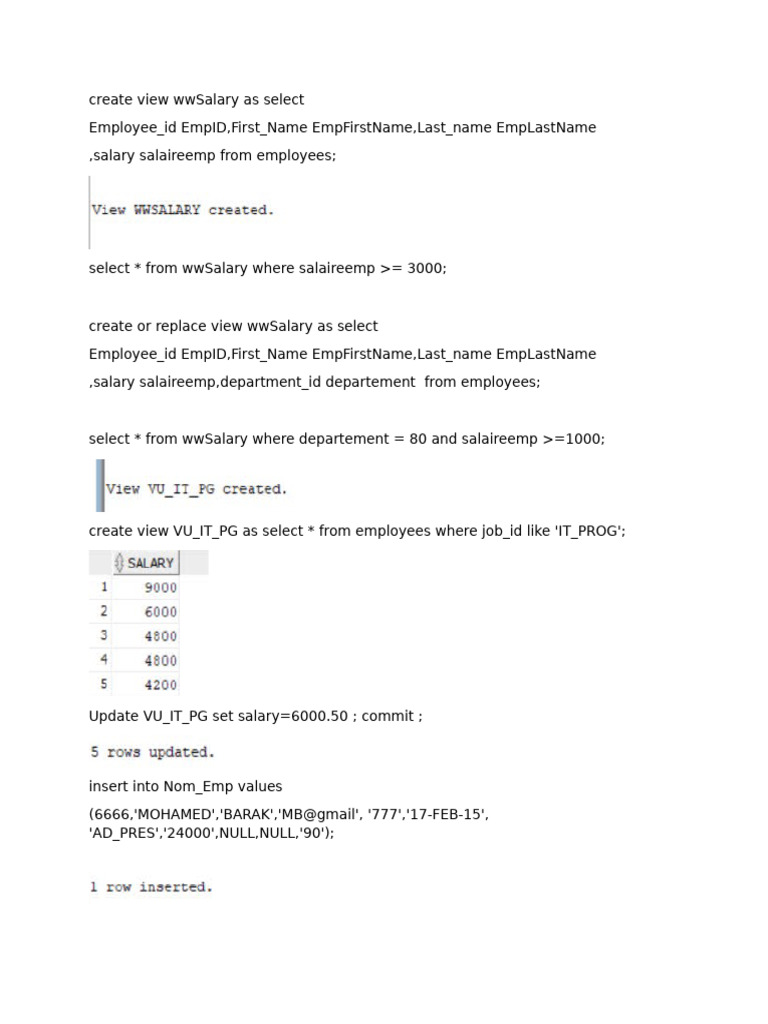 SQL Views and Employee Management | PDF