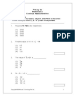 Primary Six Mathematics Continual Assessment One