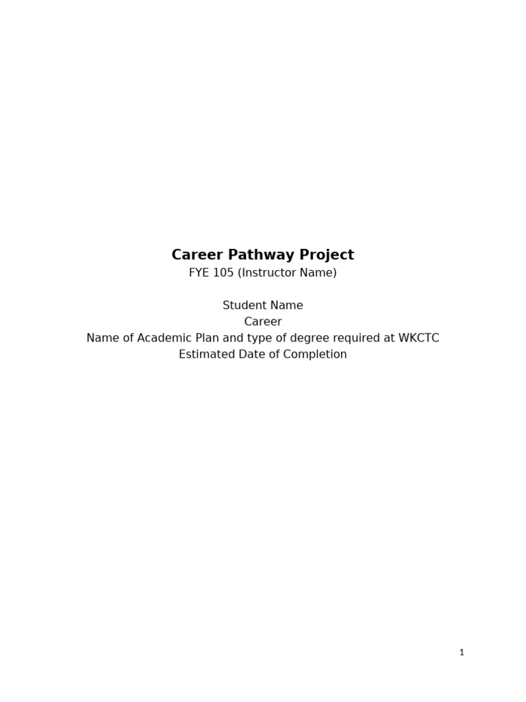 WKCTC Career Pathway Project Guide | PDF | Course Credit | Income
