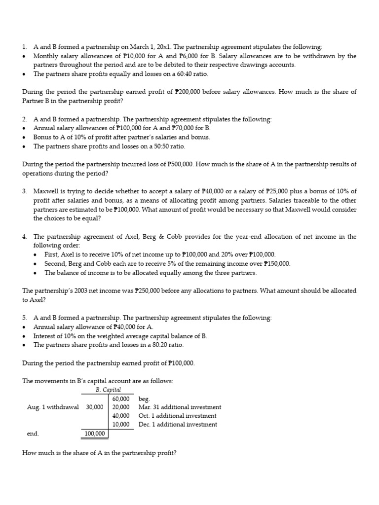 Partnership Profit Sharing Calculations | PDF | Partnership | Interest