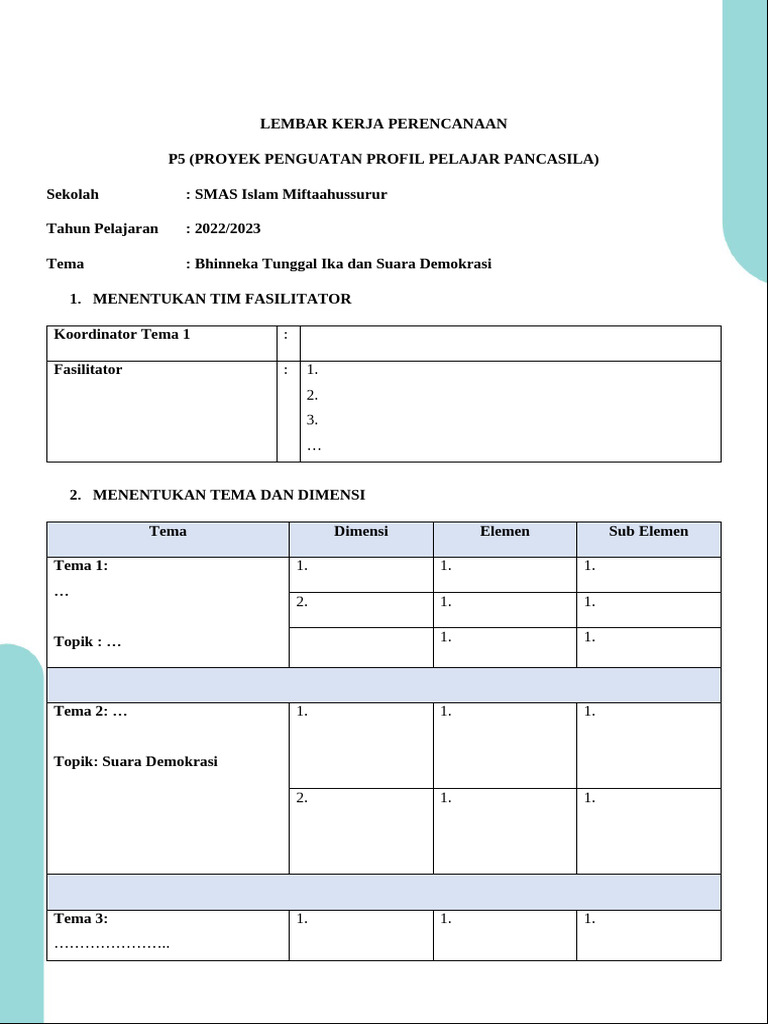 LK Perencanaan P5 | PDF