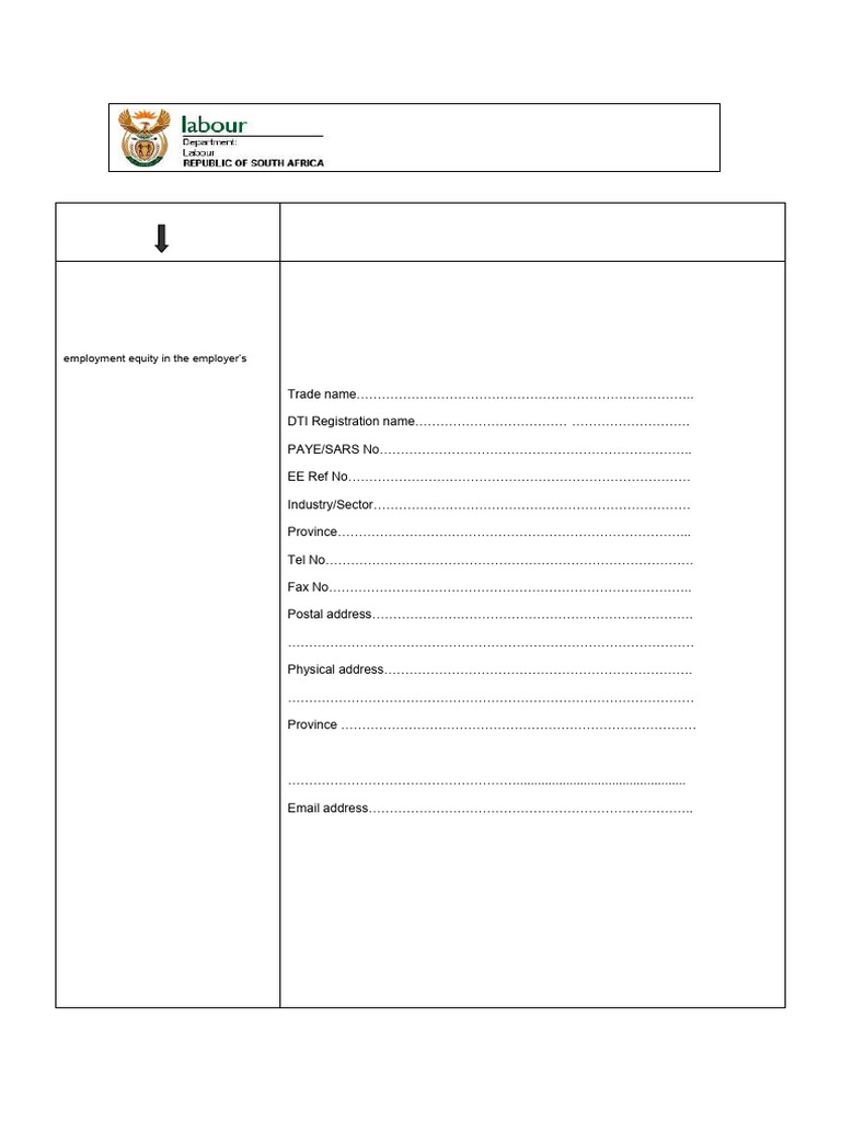 Employment Equity Plan Template | PDF | Affirmative Action | Supervisor