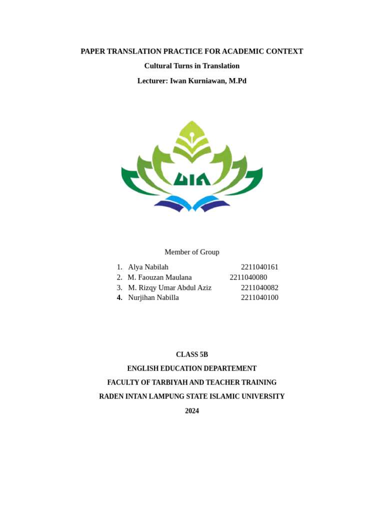 Paper Group 5 | PDF | Translations | Markup Language