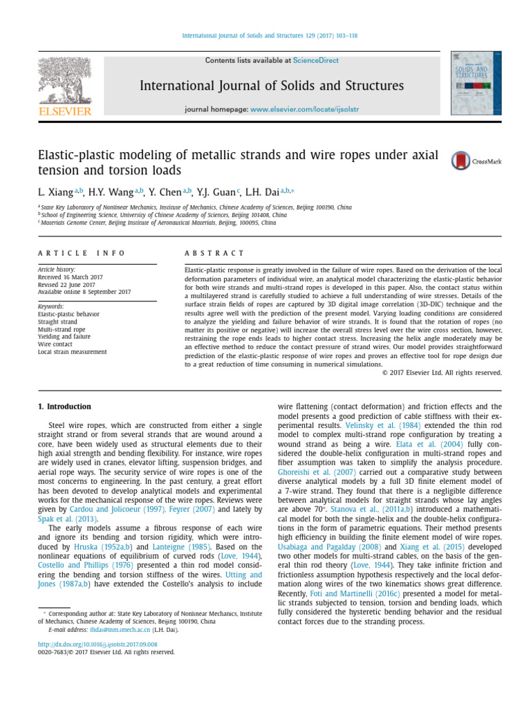 Elastic-Plastic Modeling of Metallic Strands and Wire Ropes Under Axial ...