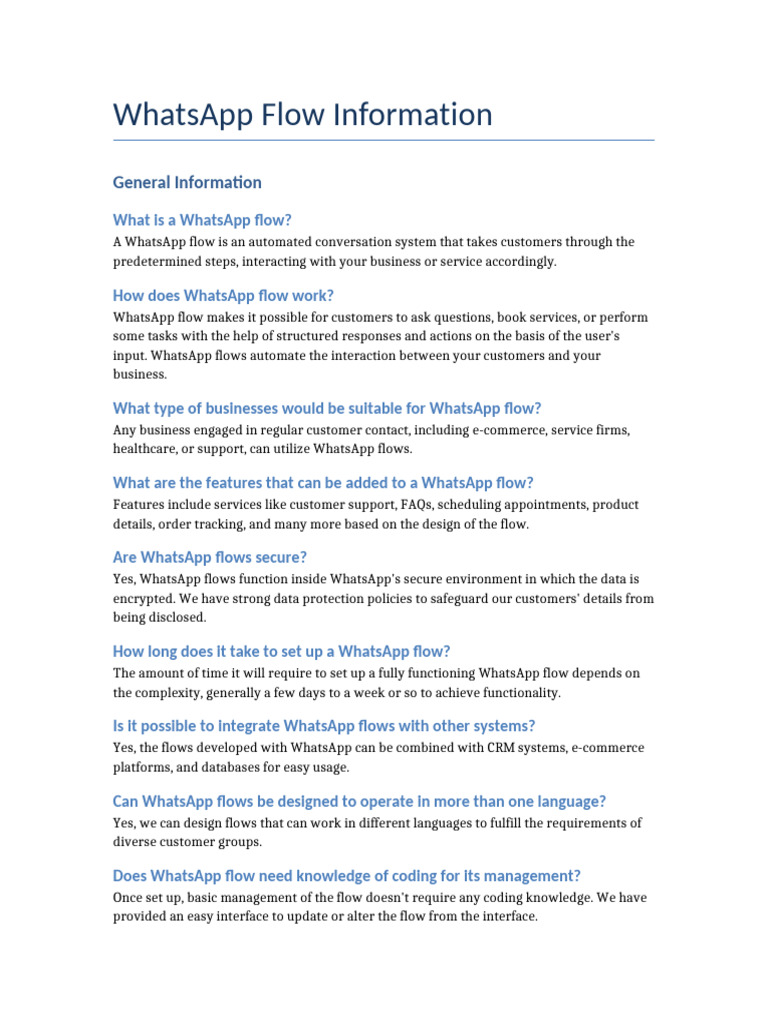 WhatsApp Flow for Businesses | PDF | Information | Customer ...