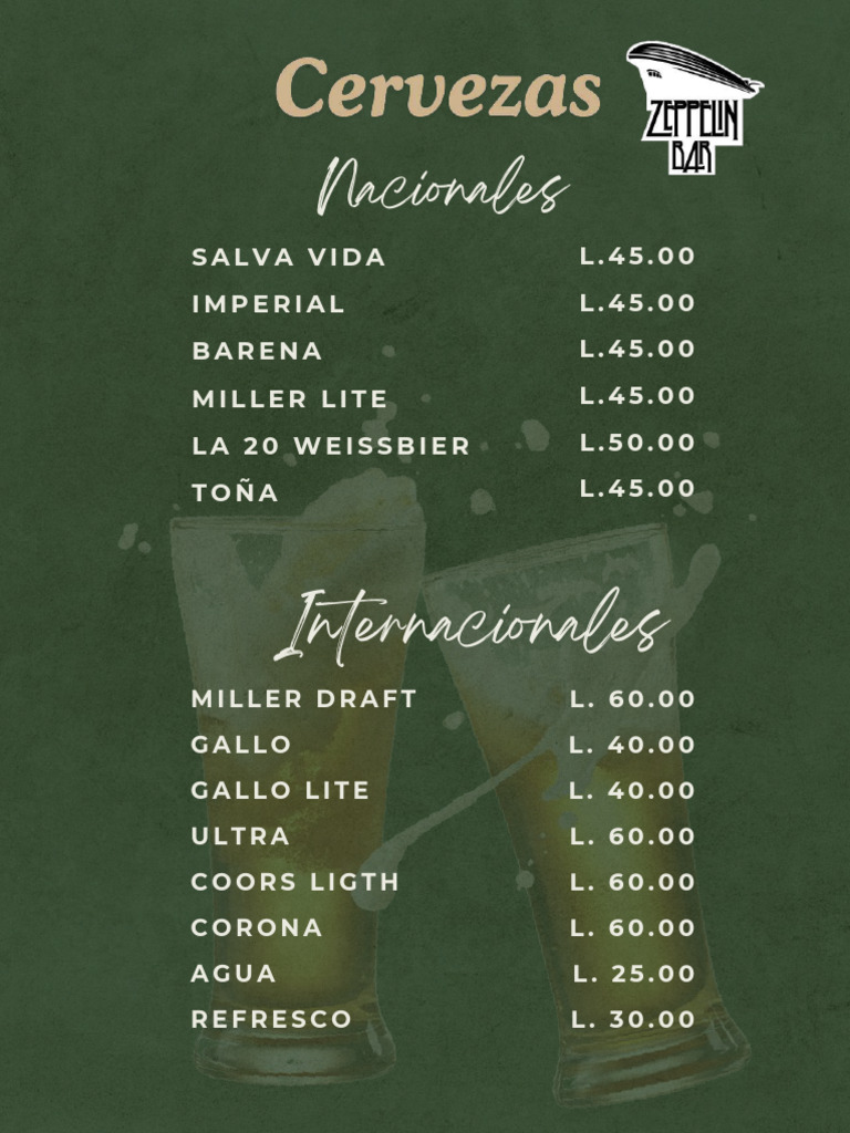 Menu Zeppelin Bar | PDF | Comida y bebida | Cocinando