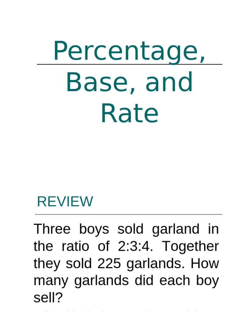 Percentage, Rate and Base | PDF | Percentage | Interest