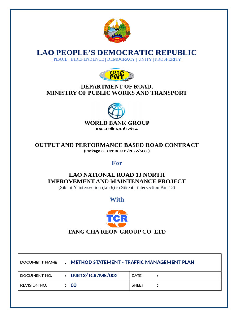 Traffic Management Plan for Road Project | PDF | Traffic | Road