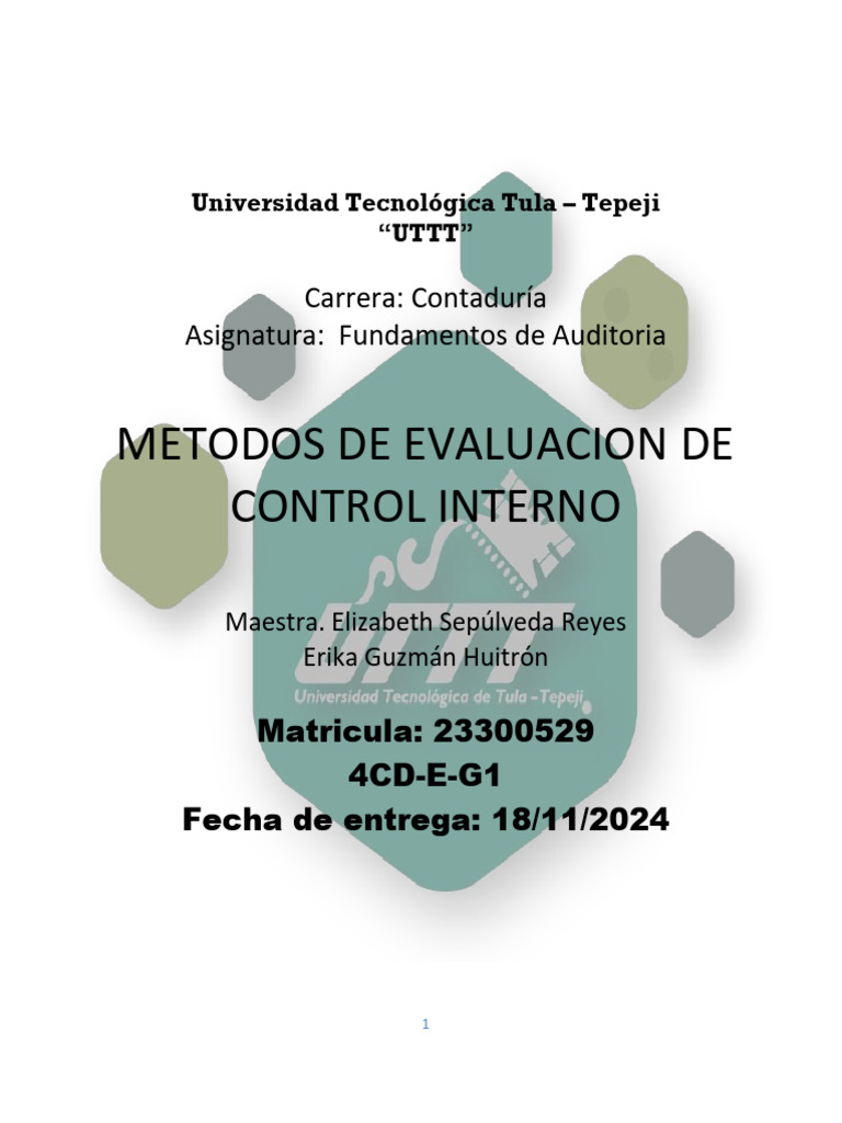 Métodos de Evaluación del Control Interno | PDF | Auditoría