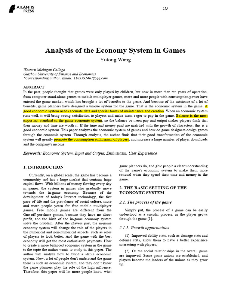 Game Economic Systems Explained | PDF | Prices | Output (Economics)
