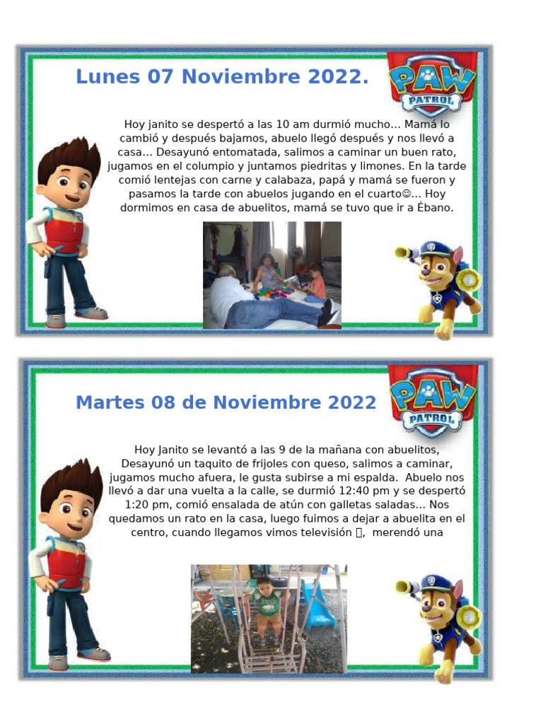 Actividades Diarias de Janito en Noviembre | PDF | Cocina occidental ...