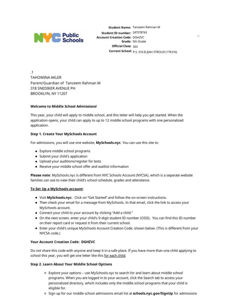 Middle School Pin Letter en | PDF
