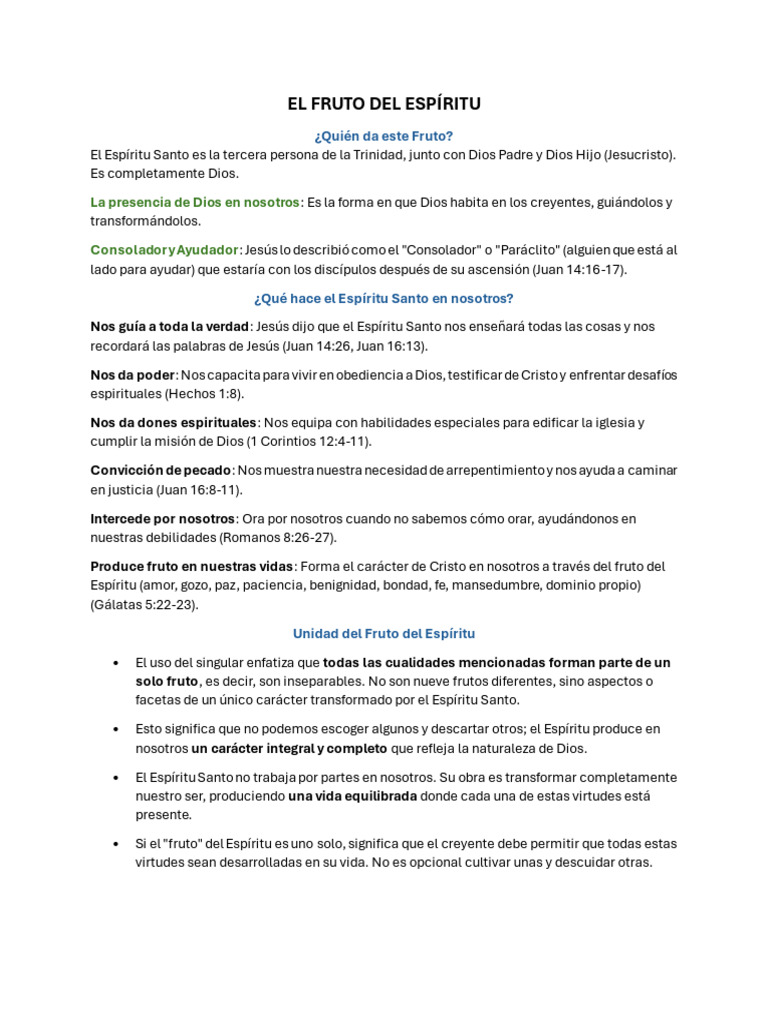 Fruto del Espíritu para Niños | PDF | Fruto Del Espiritu Santo ...