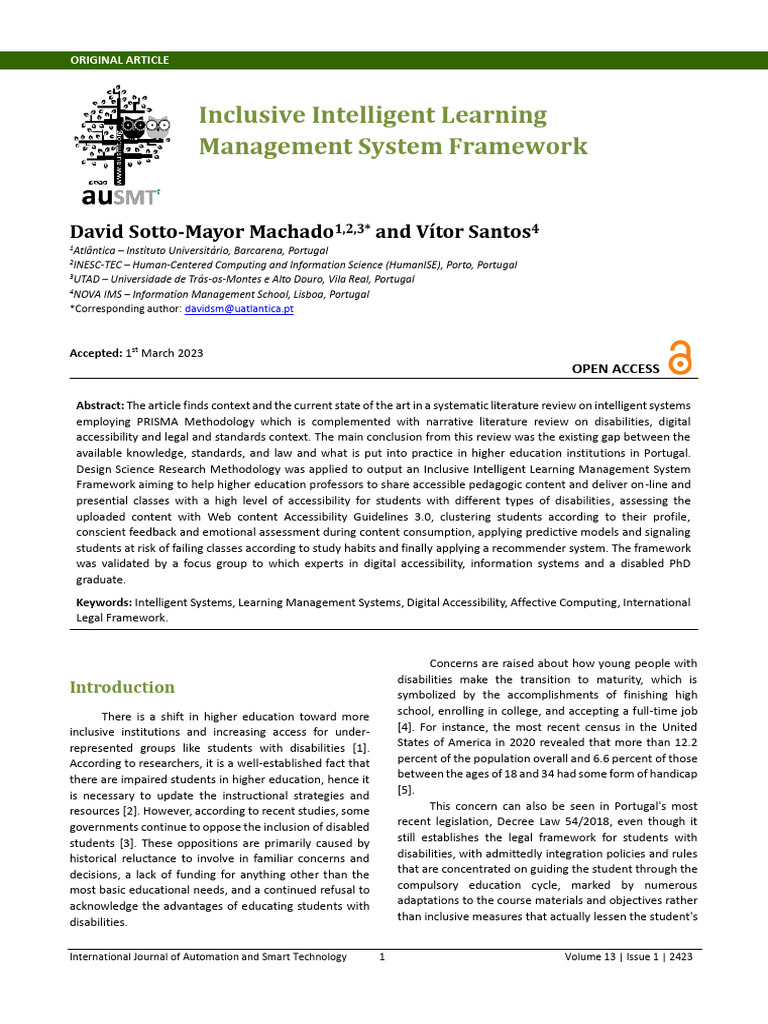Inclusive Intelligent Learning Management System F | PDF | Usability ...