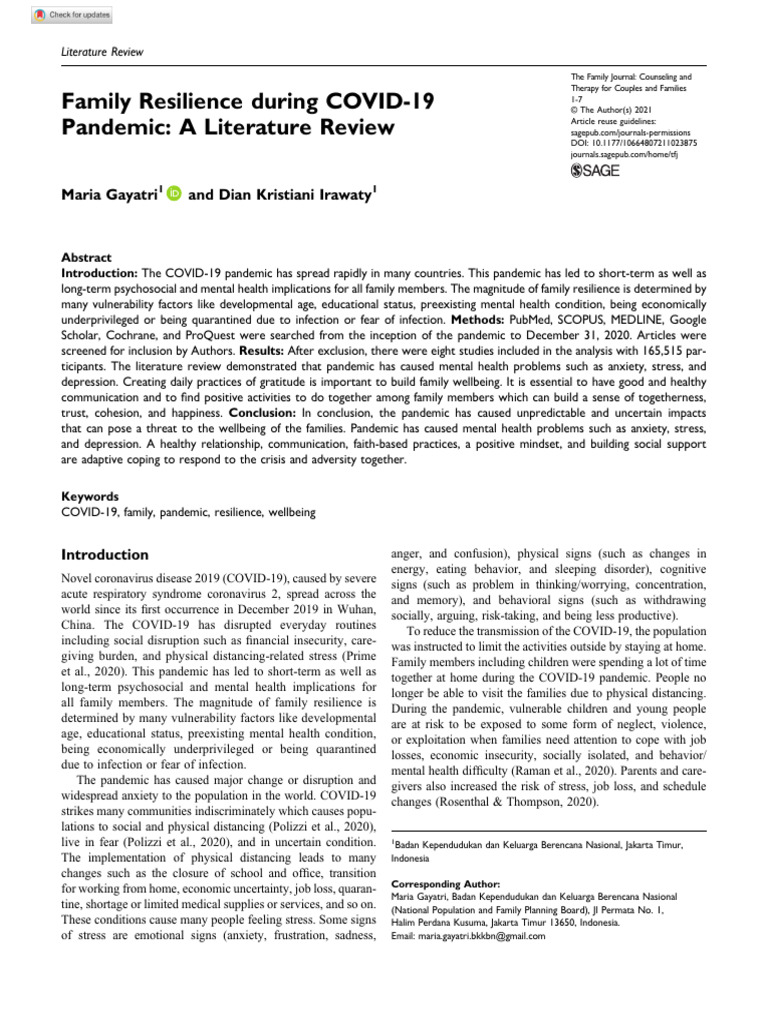 Family Resilience in COVID-19 Pandemic | PDF | Psychological Resilience ...
