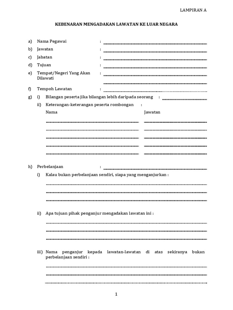 Borang Kebenaran Ke Luar Negara | PDF