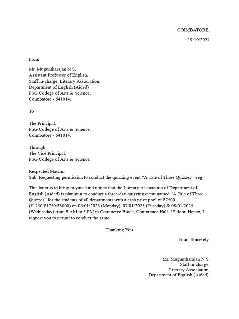 A Tale of Three Quizzes (Request Letter) | PDF