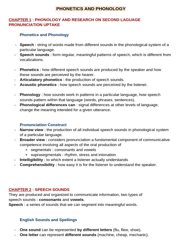 Phonetics and Phonology Overview | PDF | Consonant | Stress (Linguistics)