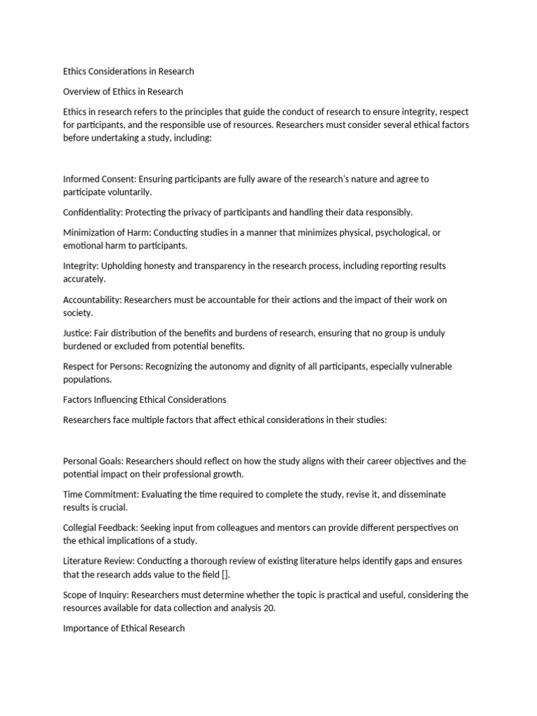 Ethical Considerations in Research | PDF | Integrity | Credibility