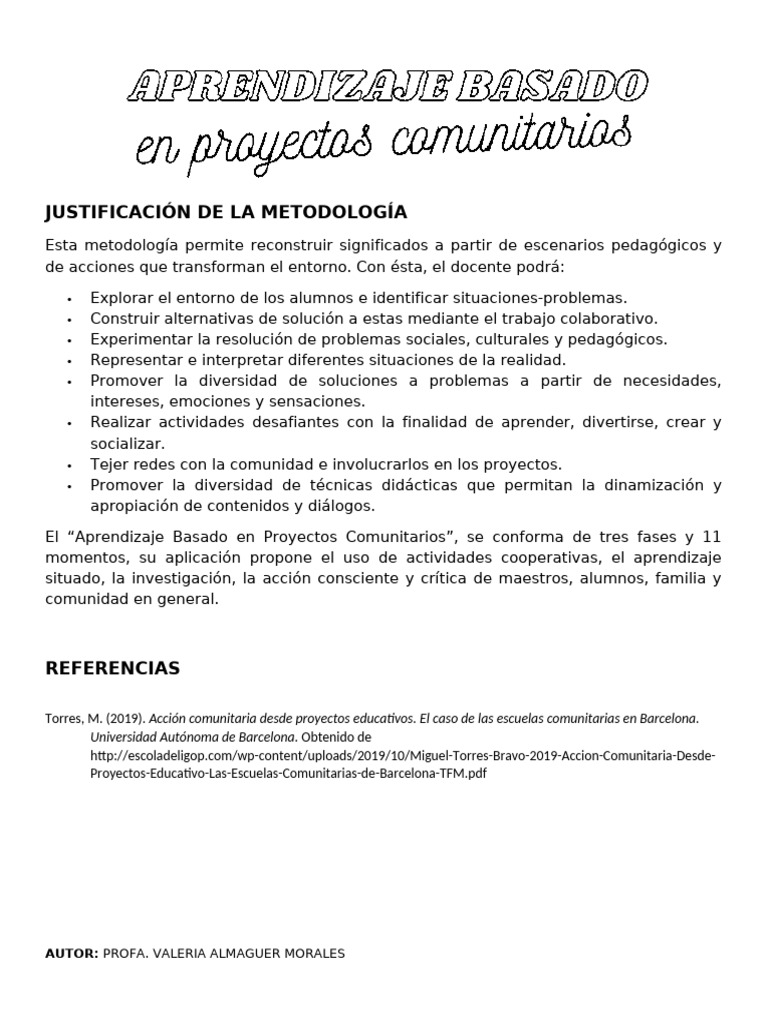 Aprendizaje Basado en Proyectos Comunitarios | PDF | Aprendizaje ...