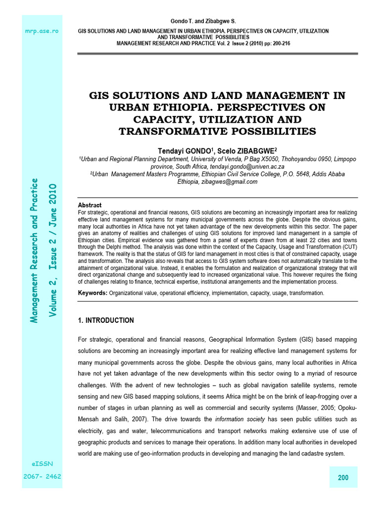 GIS in Urban Land Management Ethiopia | PDF | Geographic Information ...