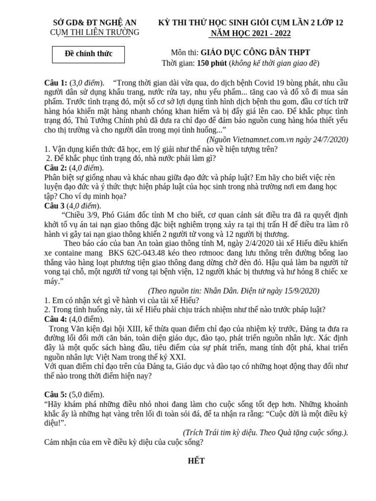 Đề GDCD | PDF
