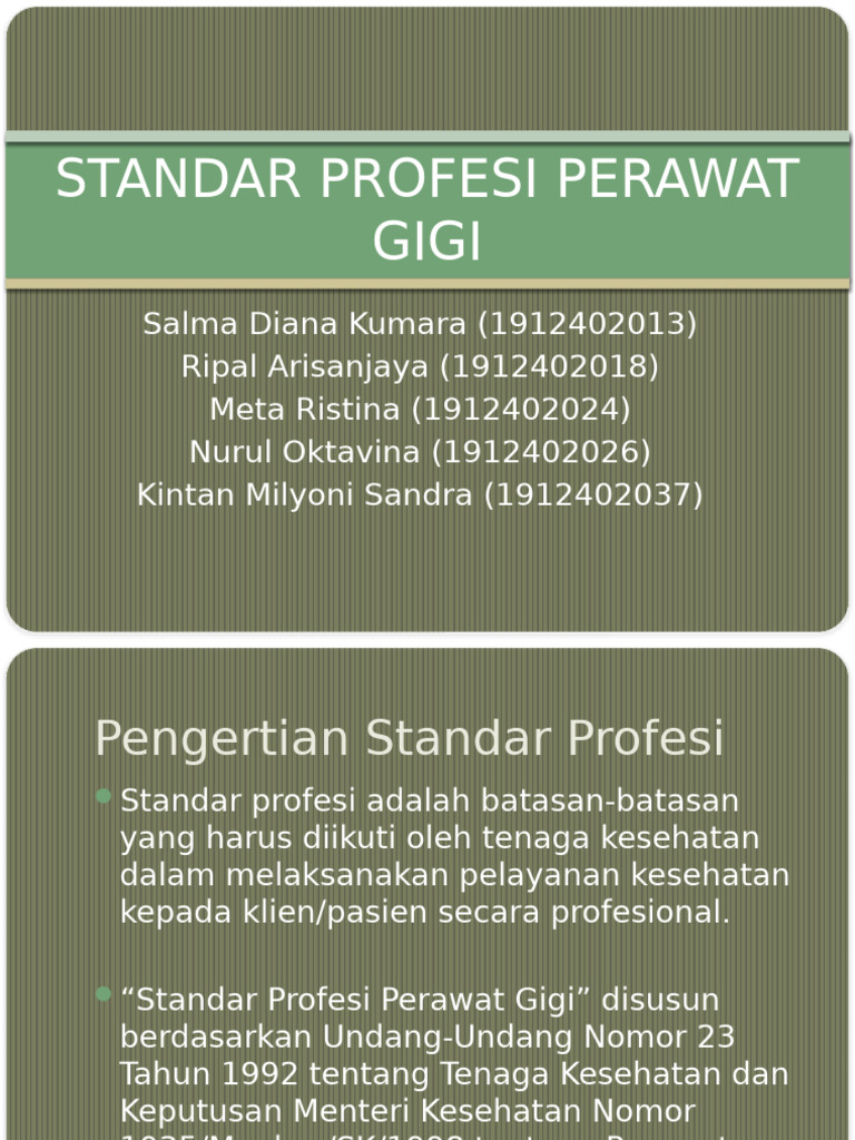 Standar Profesi Perawat Gigi | PDF | Sains & Matematika