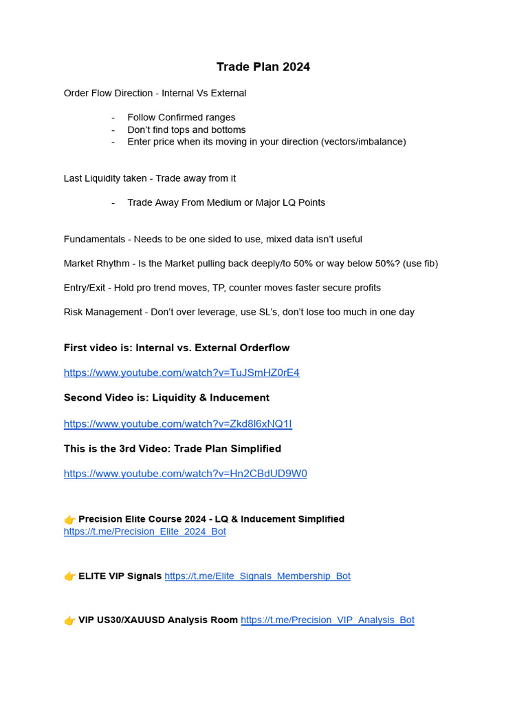 2024 Trade Plan: Order Flow Strategies | PDF
