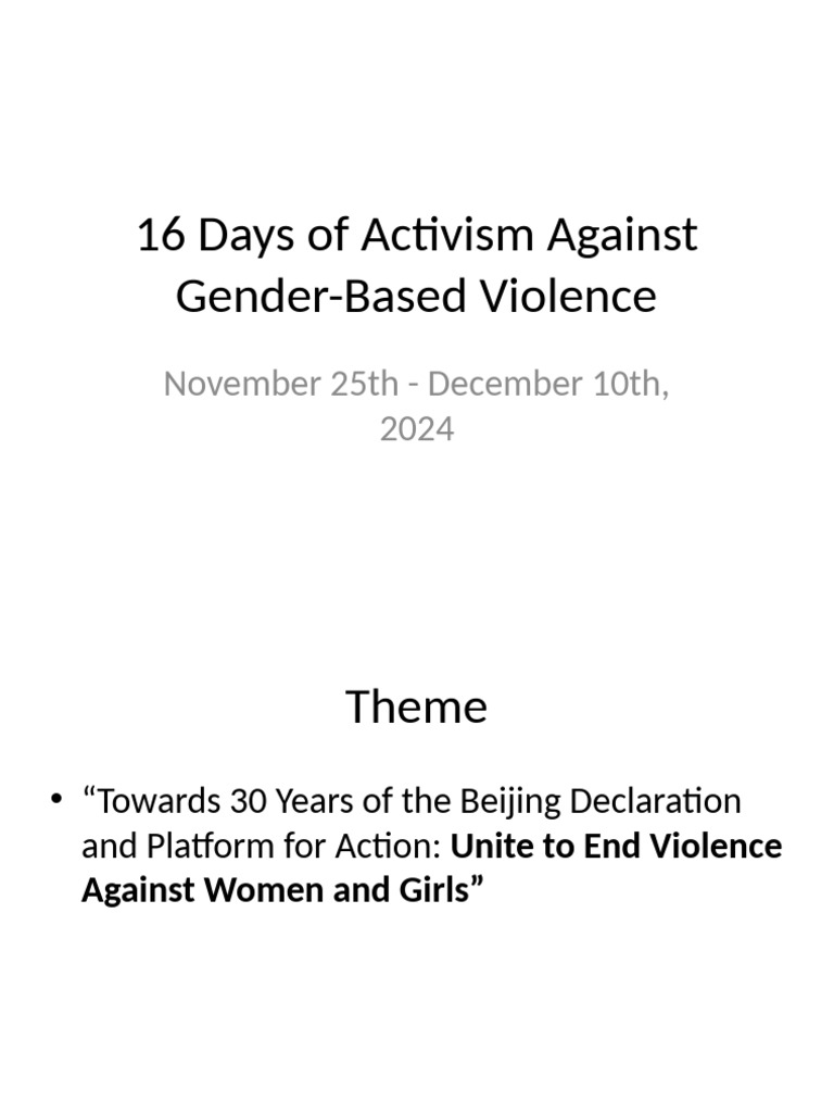 16 Days to End Gender-Based Violence | PDF | Social Science