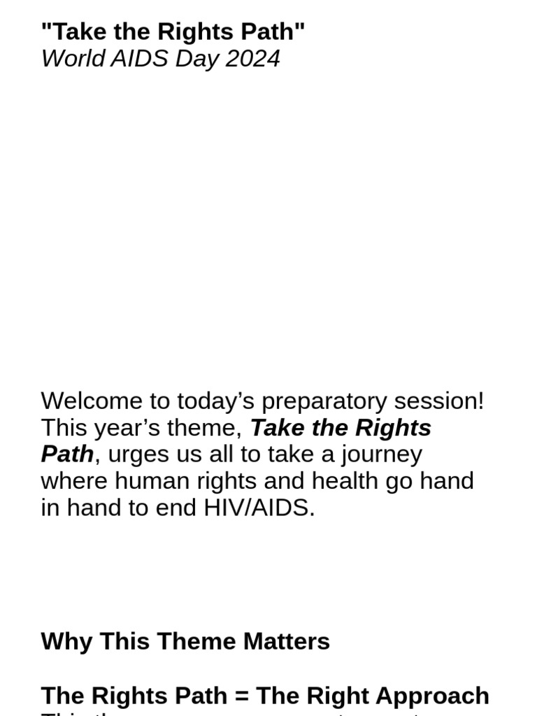 Take the Rights Path: World AIDS Day 2024 | PDF | Hiv/Aids | Justice