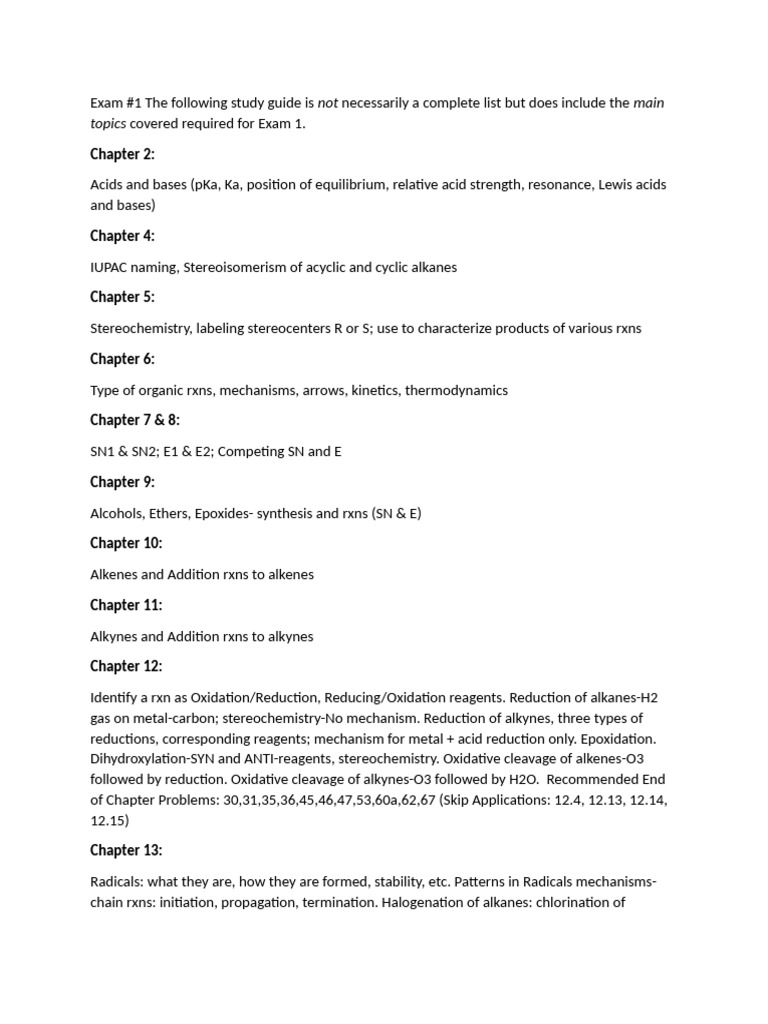 Exam 1 Study Guide Overview | PDF