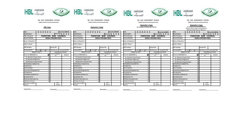 Pakistan Bar Council Fee Submission Form | PDF | Advocate | Pakistan