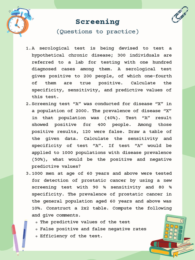 Screening (Questions To Practice) | PDF