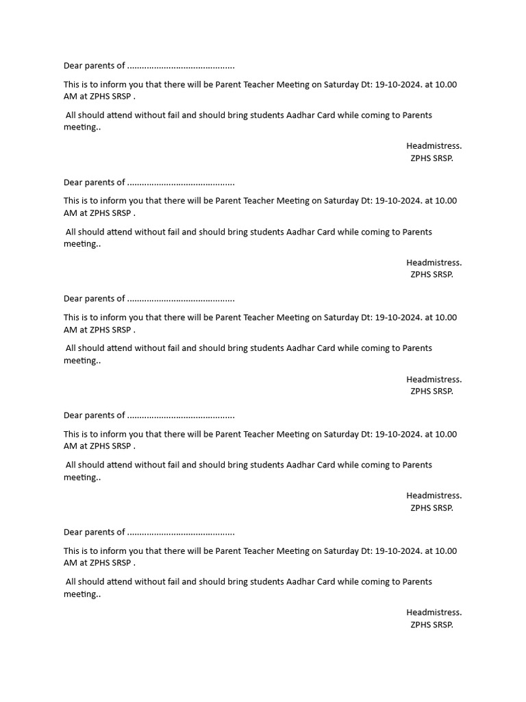Parents Meeting | PDF