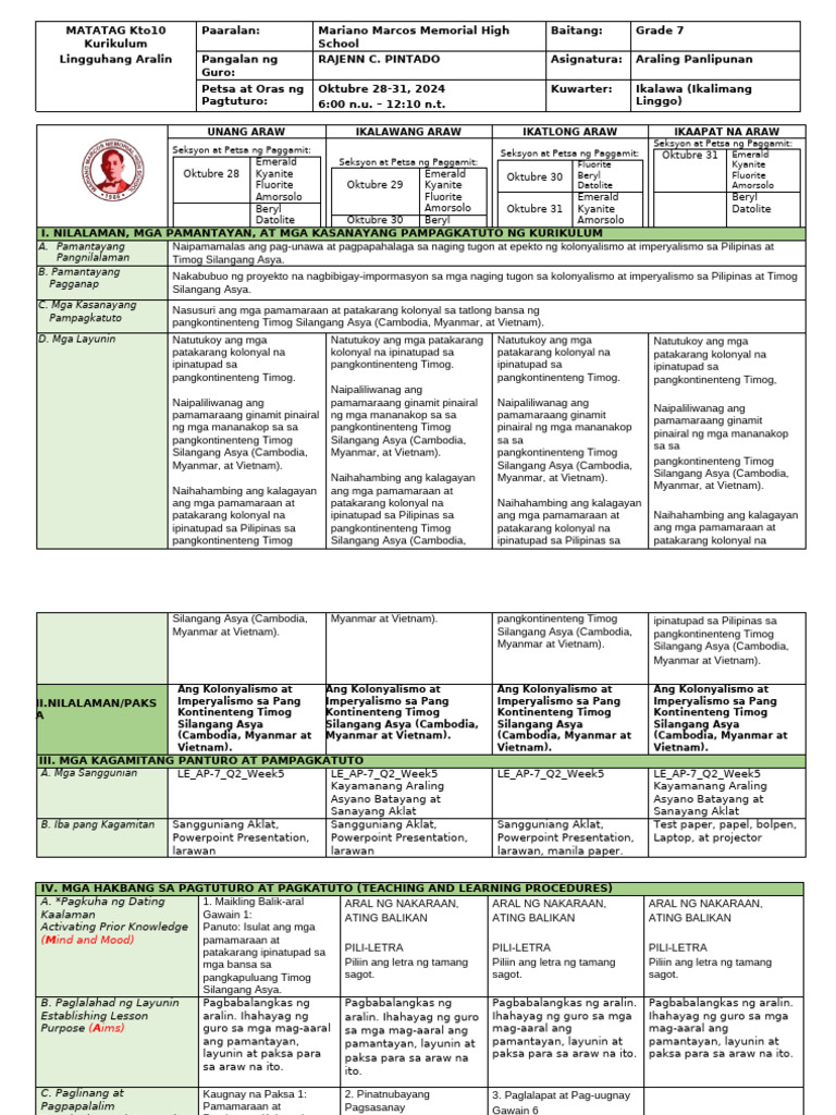 LE - AP-7 - Q2 - Week 5 Raj | PDF